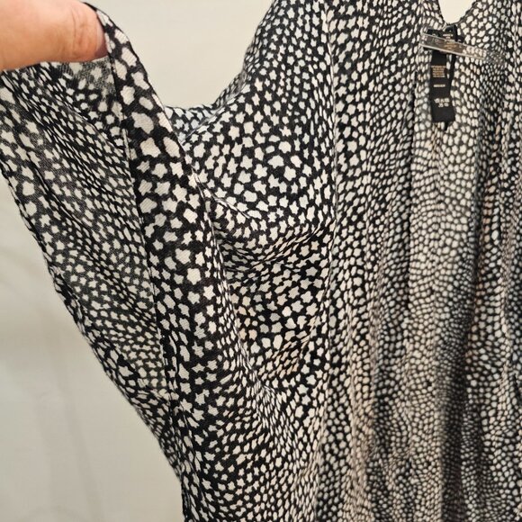 Rachel Zoe OS Black and White Faux Animal Print Sheerling Overlay Drape - Picture 3 of 8